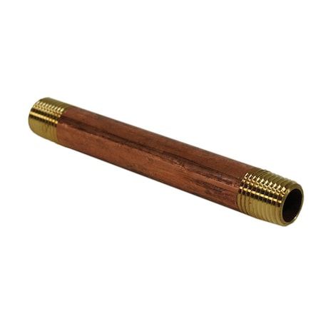 Jones Stephens 3/8in. x 2in. Red Brass Pipe Nipple N22002